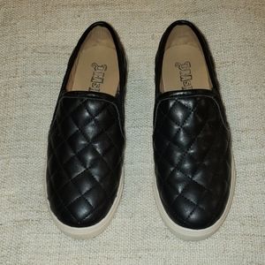 Faux leather quilted slide in sneakers